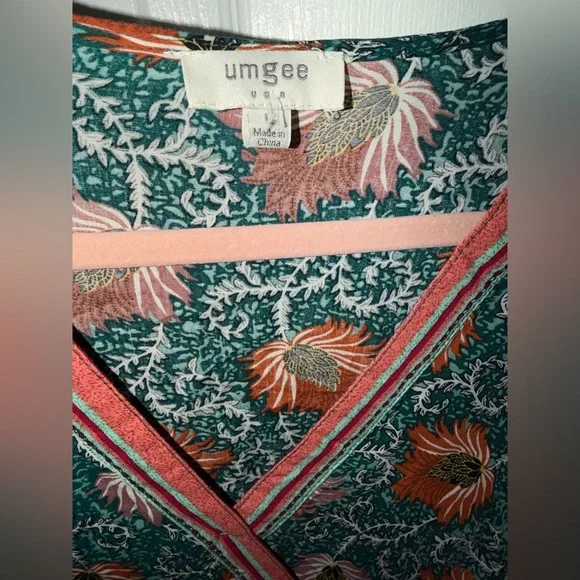 Umgee Multicolor Floral Paisley Boho Dress Size L - Picture 3 of 4